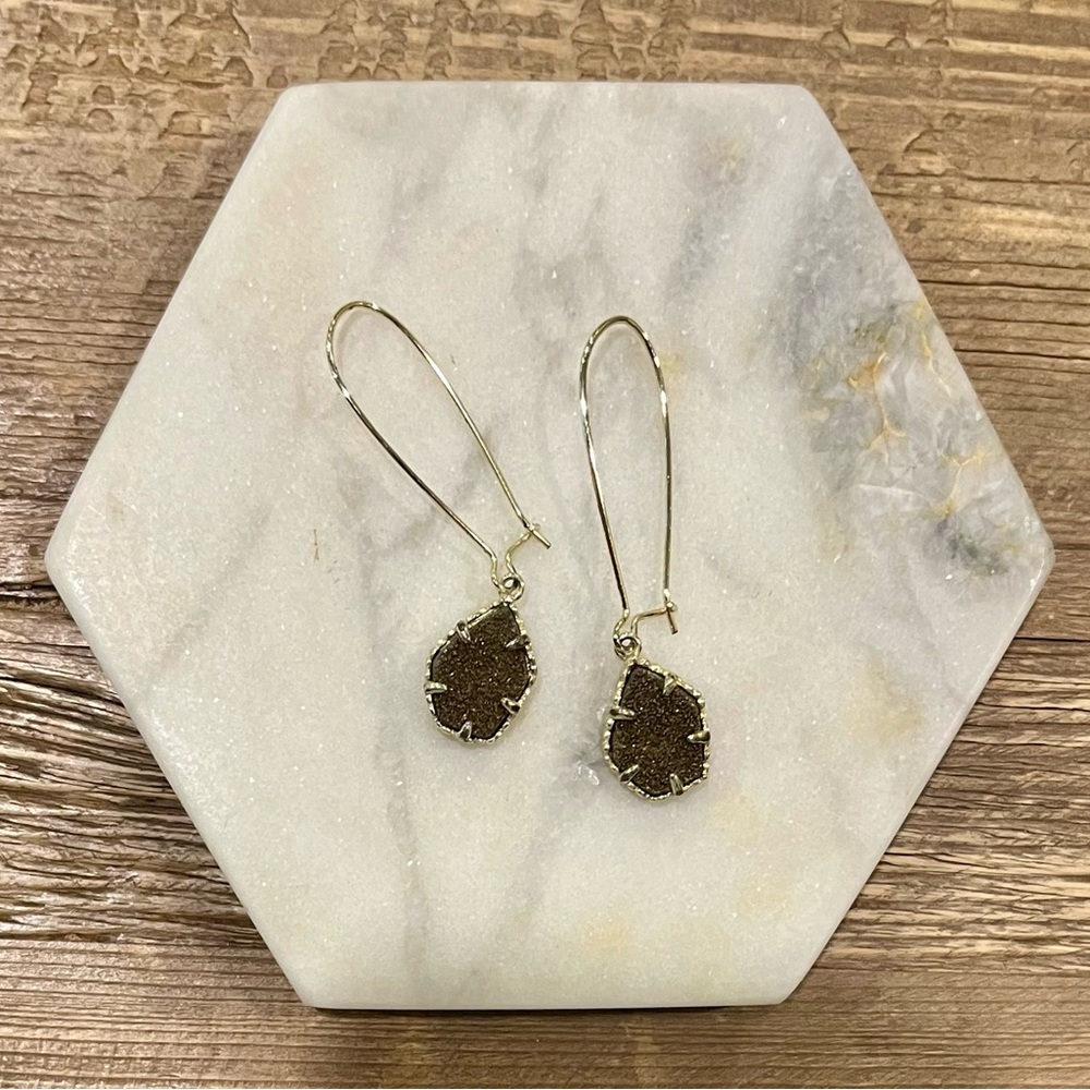 Kendra Scott Bronze Drusy Gold Drop Earrings